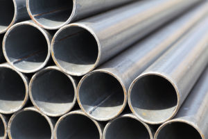 a stack of stainless steel pipe
