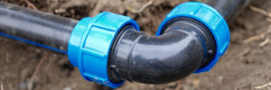 Close-up of PVC fitting for PVC pipes
